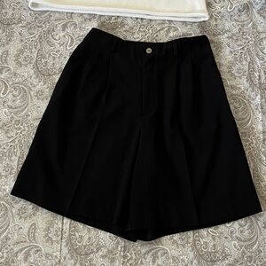 Black Bermuda Shorts with Wide-Leg A-Line Design